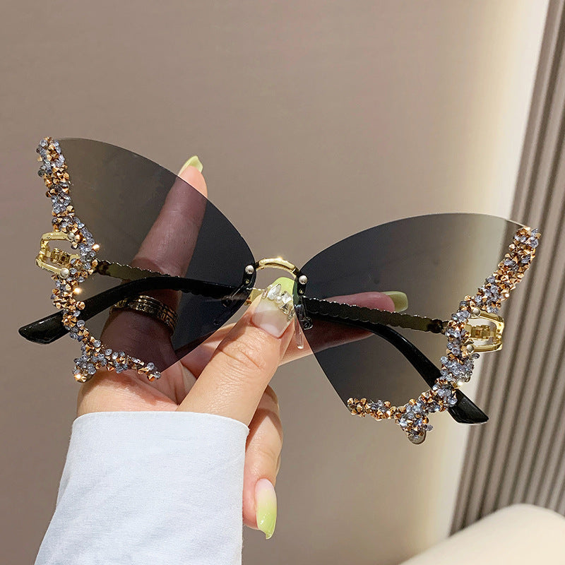 Luxury Diamond Butterfly Sunglasses Women Brand