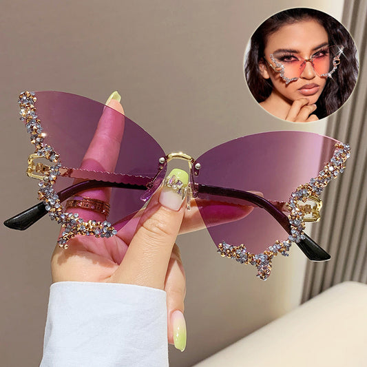 Luxury Diamond Butterfly Sunglasses Women Brand