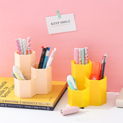 Multifunctional Hexagonal Pen Holder Office Stationery Storage  Box