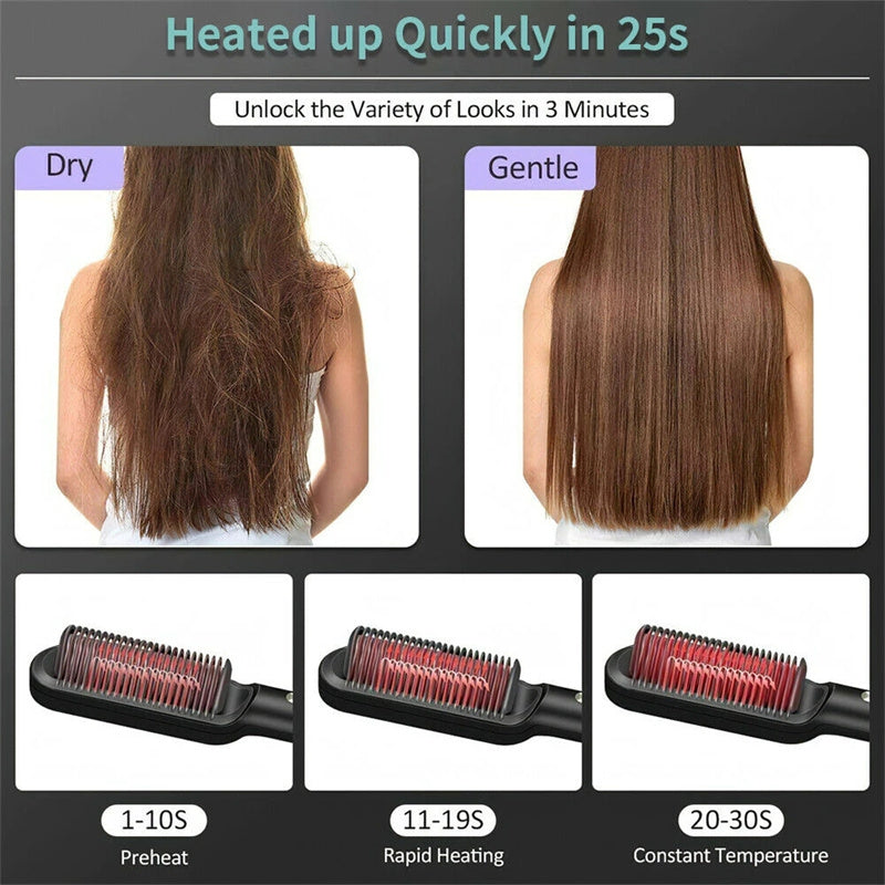 New 2 In 1 Hair Straightener Hot Comb Brush