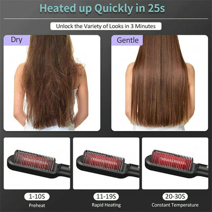 New 2 In 1 Hair Straightener Hot Comb Brush