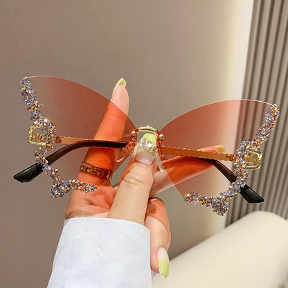 Luxury Diamond Butterfly Sunglasses Women Brand
