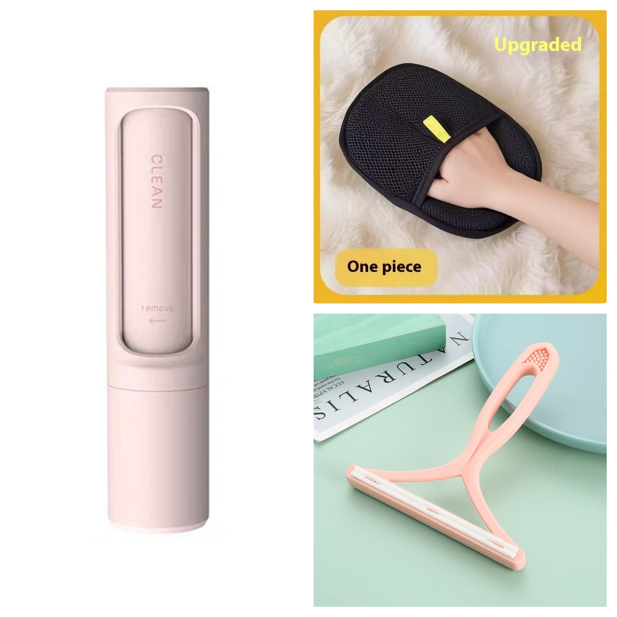 2-1 Reusable Pet Hair Remover Brush Lint Roller Portable Effective Self Cleaning