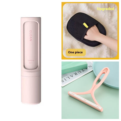 2-1 Reusable Pet Hair Remover Brush Lint Roller Portable Effective Self Cleaning
