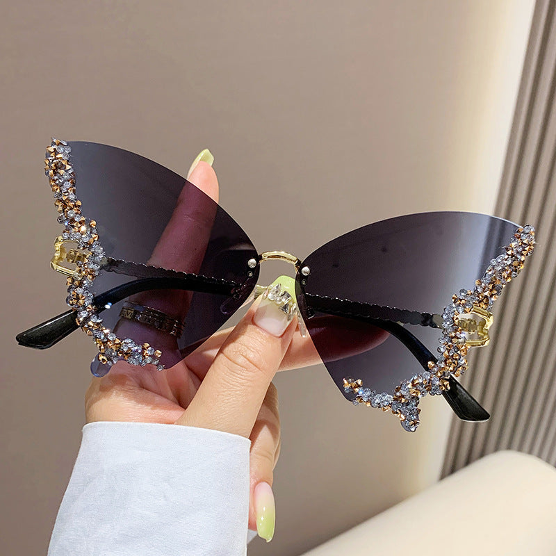 Luxury Diamond Butterfly Sunglasses Women Brand