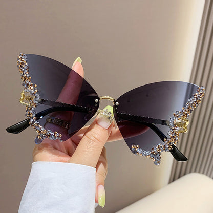 Luxury Diamond Butterfly Sunglasses Women Brand