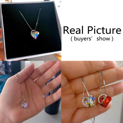925 Sliver Heart Shaped Geometric Necklace Jewelry