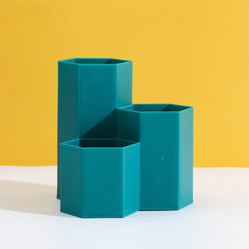 Multifunctional Hexagonal Pen Holder Office Stationery Storage  Box