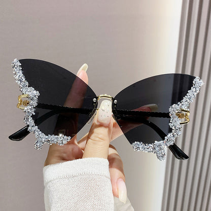 Luxury Diamond Butterfly Sunglasses Women Brand
