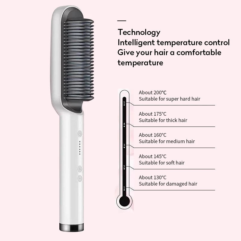 New 2 In 1 Hair Straightener Hot Comb Brush