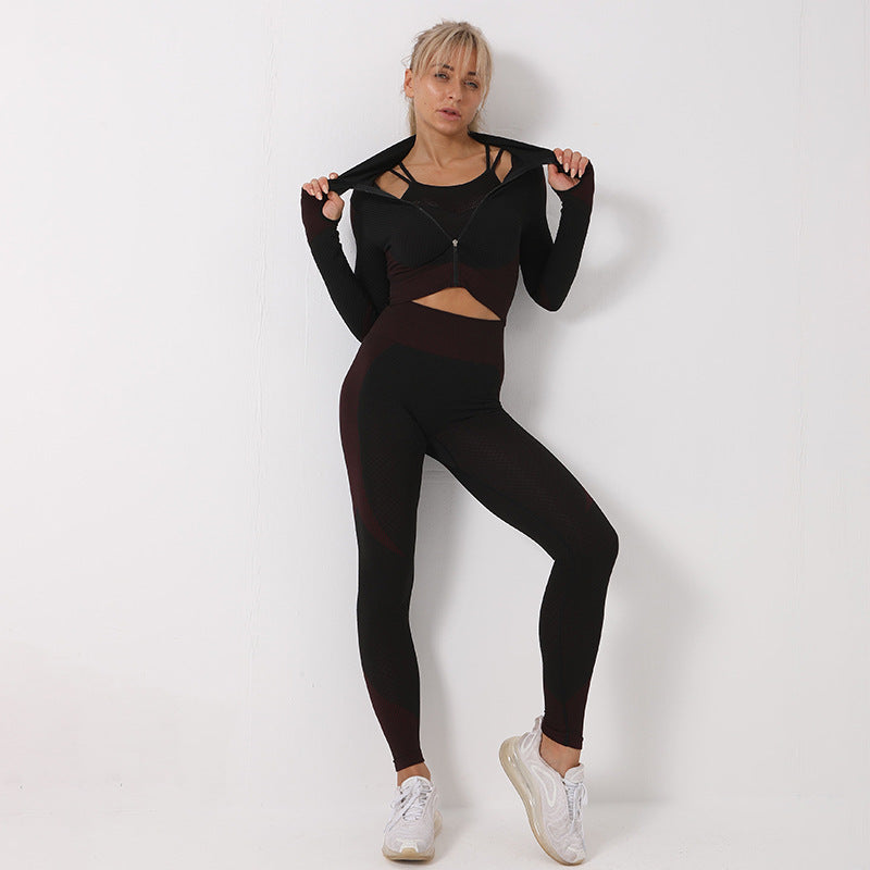 3PCS Yoga Set Seamless Sport Set Women Gym Clothing