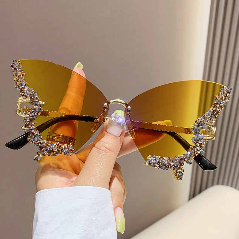 Luxury Diamond Butterfly Sunglasses Women Brand