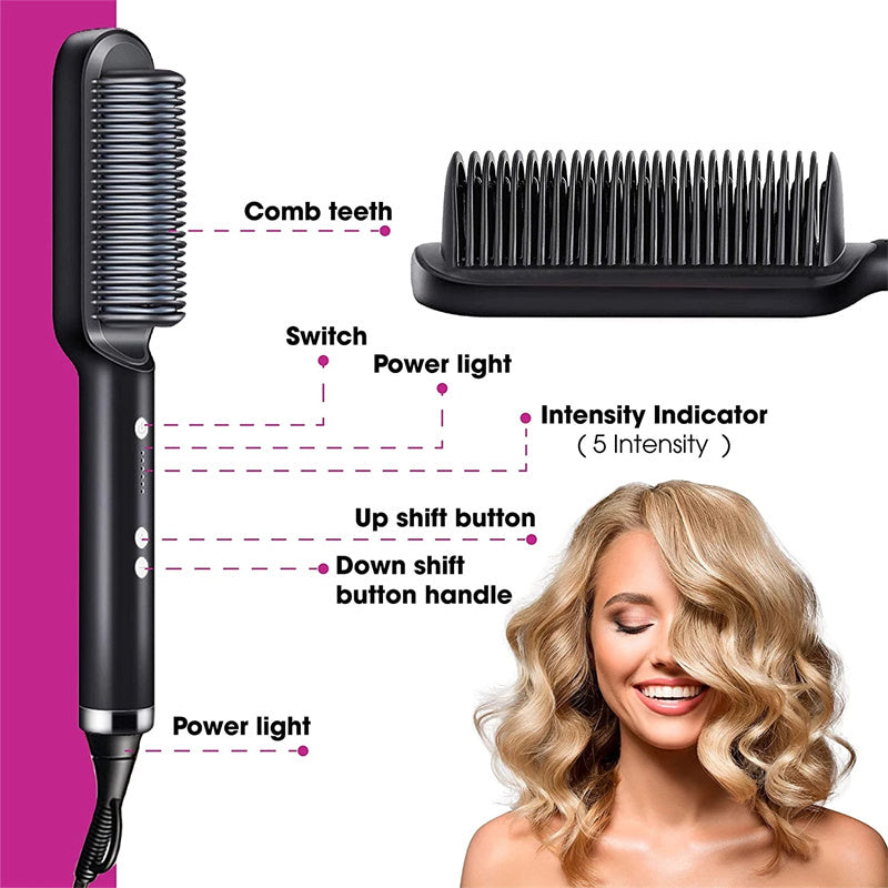 New 2 In 1 Hair Straightener Hot Comb Brush
