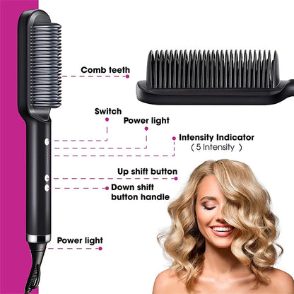 New 2 In 1 Hair Straightener Hot Comb Brush