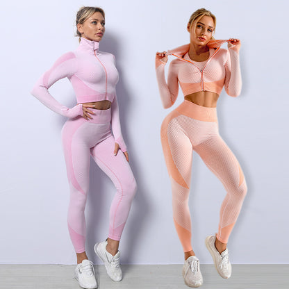 3PCS Yoga Set Seamless Sport Set Women Gym Clothing