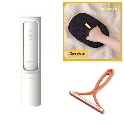 2-1 Reusable Pet Hair Remover Brush Lint Roller Portable Effective Self Cleaning