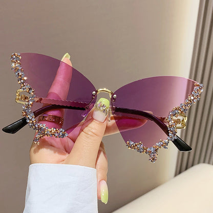 Luxury Diamond Butterfly Sunglasses Women Brand