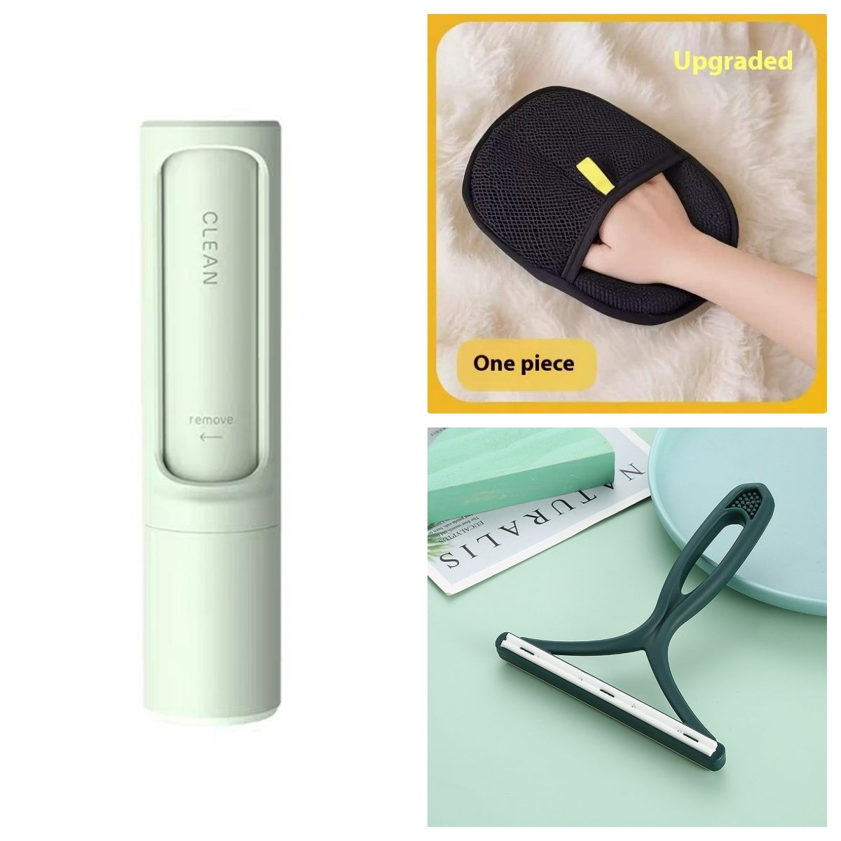 2-1 Reusable Pet Hair Remover Brush Lint Roller Portable Effective Self Cleaning