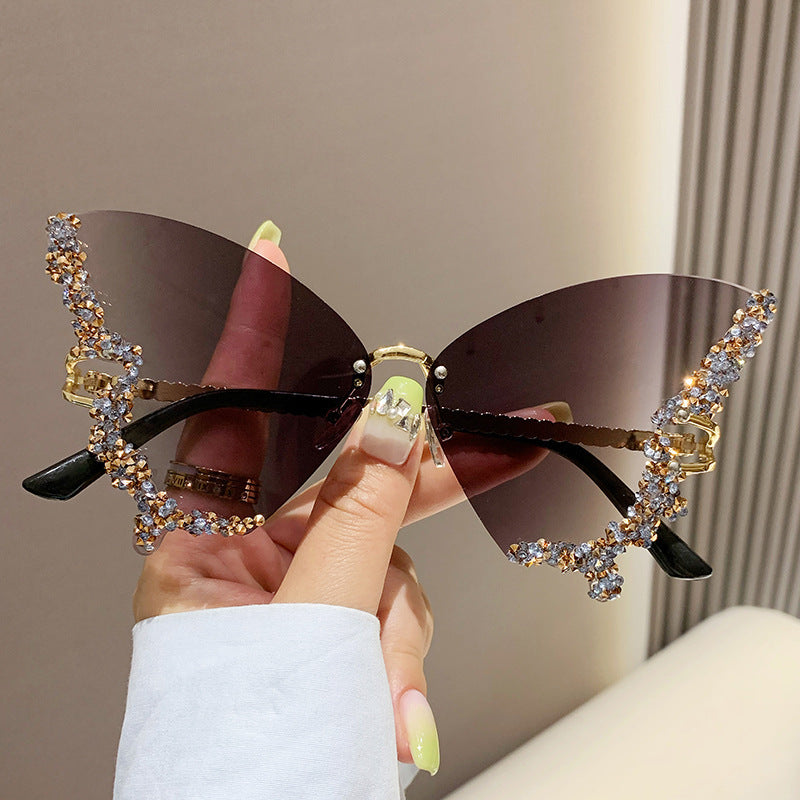 Luxury Diamond Butterfly Sunglasses Women Brand