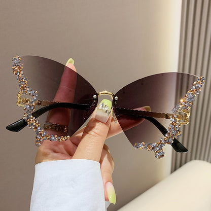 Luxury Diamond Butterfly Sunglasses Women Brand