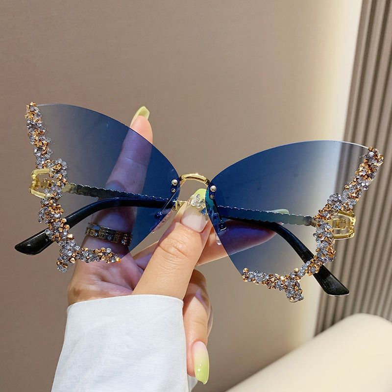 Luxury Diamond Butterfly Sunglasses Women Brand