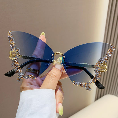 Luxury Diamond Butterfly Sunglasses Women Brand